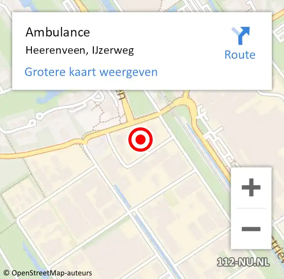 Locatie op kaart van de 112 melding: Ambulance Heerenveen, IJzerweg op 23 maart 2015 11:22