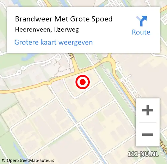 Locatie op kaart van de 112 melding: Brandweer Met Grote Spoed Naar Heerenveen, IJzerweg op 23 maart 2015 11:22