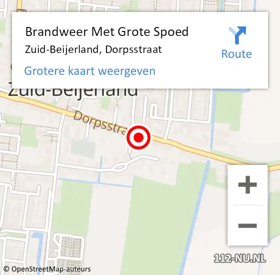 Locatie op kaart van de 112 melding: Brandweer Met Grote Spoed Naar Zuid-Beijerland, Dorpsstraat op 23 maart 2015 12:21