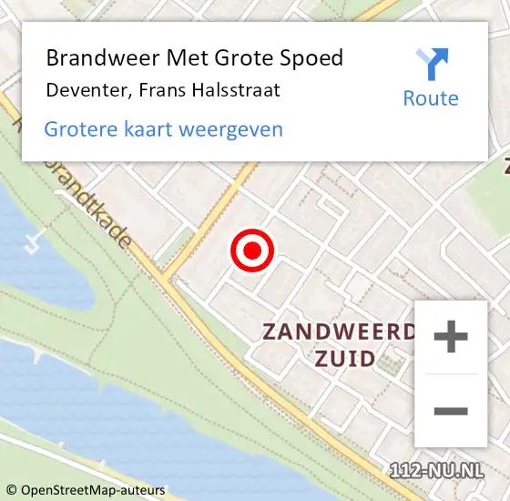 Locatie op kaart van de 112 melding: Brandweer Met Grote Spoed Naar Deventer, Frans Halsstraat op 23 maart 2015 12:43