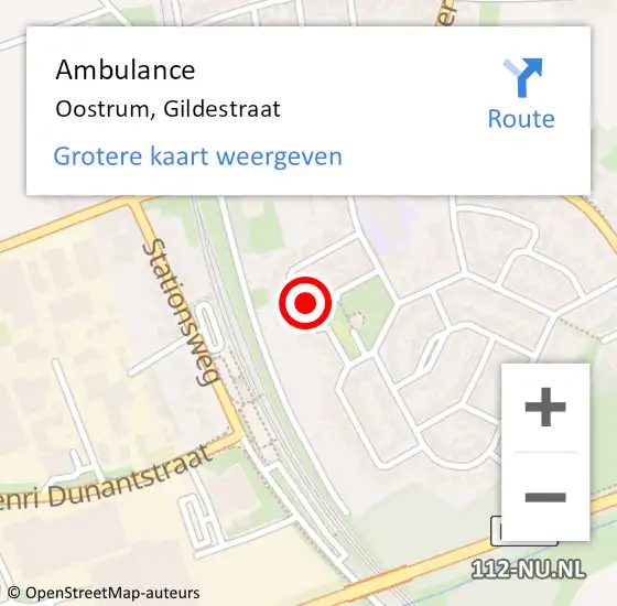 Locatie op kaart van de 112 melding: Ambulance Oostrum, Gildestraat op 23 maart 2015 12:53