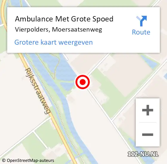 Locatie op kaart van de 112 melding: Ambulance Met Grote Spoed Naar Vierpolders, Moersaatsenweg op 23 maart 2015 13:12