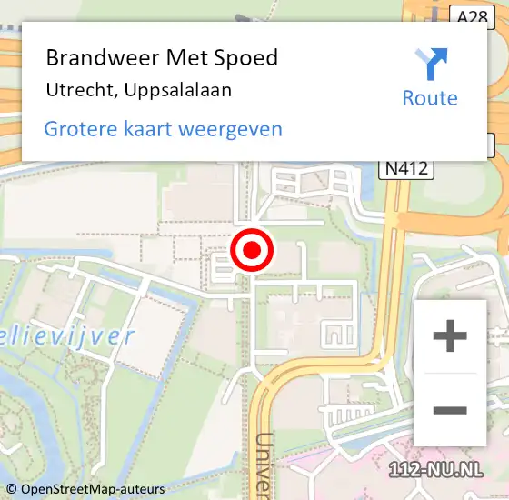 Locatie op kaart van de 112 melding: Brandweer Met Spoed Naar Utrecht, Uppsalalaan op 23 maart 2015 15:33
