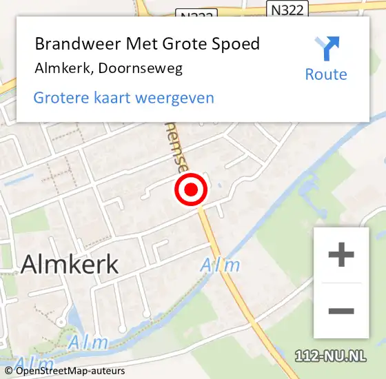 Locatie op kaart van de 112 melding: Brandweer Met Grote Spoed Naar Almkerk, Doornseweg op 23 maart 2015 15:38