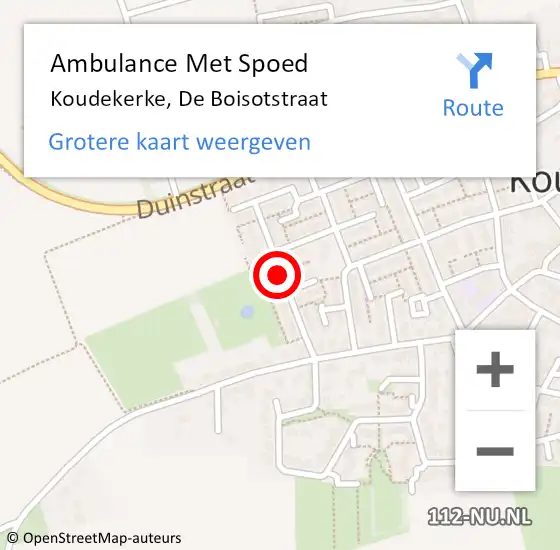 Locatie op kaart van de 112 melding: Ambulance Met Spoed Naar Koudekerke, De Boisotstraat op 23 maart 2015 16:38