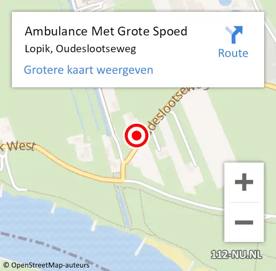 Locatie op kaart van de 112 melding: Ambulance Met Grote Spoed Naar Lopik, Oudeslootseweg op 23 maart 2015 17:00