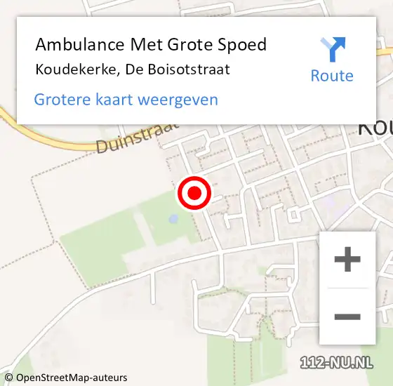 Locatie op kaart van de 112 melding: Ambulance Met Grote Spoed Naar Koudekerke, De Boisotstraat op 23 maart 2015 17:13