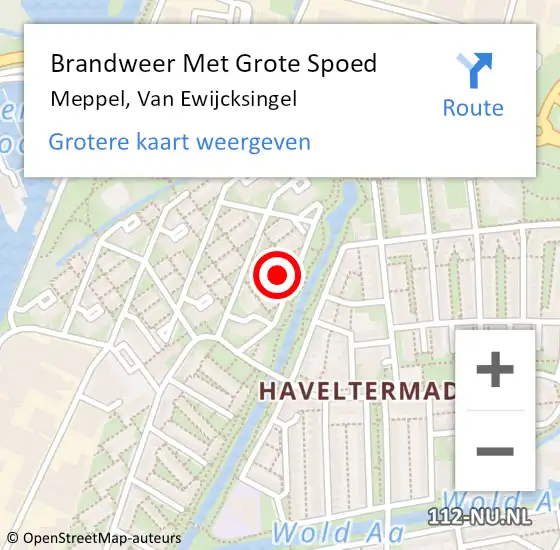 Locatie op kaart van de 112 melding: Brandweer Met Grote Spoed Naar Meppel, Van Ewijcksingel op 23 maart 2015 17:20