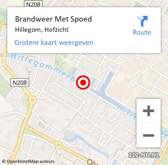 Locatie op kaart van de 112 melding: Brandweer Met Spoed Naar Hillegom, Hofzicht op 23 maart 2015 18:52