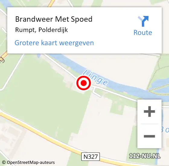 Locatie op kaart van de 112 melding: Brandweer Met Spoed Naar Rumpt, Polderdijk op 23 maart 2015 19:19