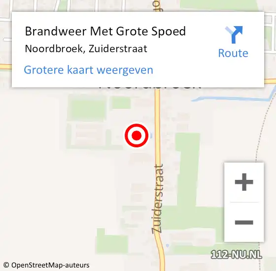 Locatie op kaart van de 112 melding: Brandweer Met Grote Spoed Naar Noordbroek, Zuiderstraat op 23 maart 2015 19:58