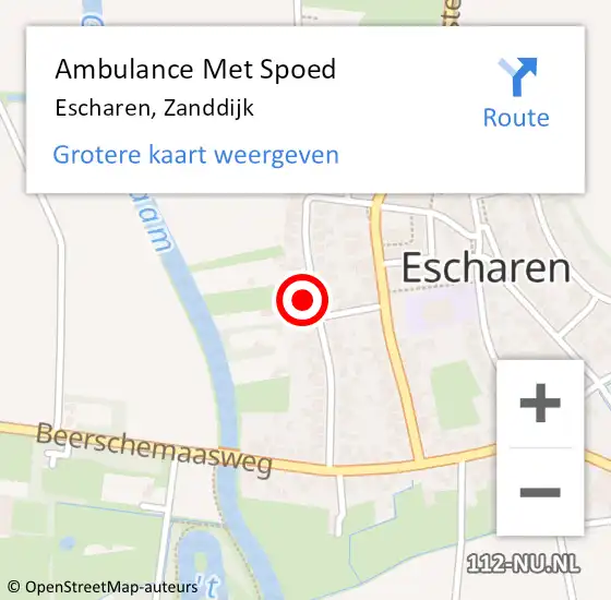 Locatie op kaart van de 112 melding: Ambulance Met Spoed Naar Escharen, Zanddijk op 23 maart 2015 20:00