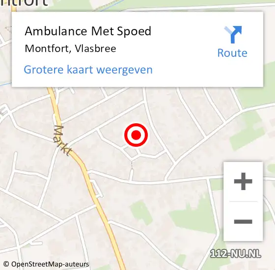 Locatie op kaart van de 112 melding: Ambulance Met Spoed Naar Montfort, Vlasbree op 23 maart 2015 20:23