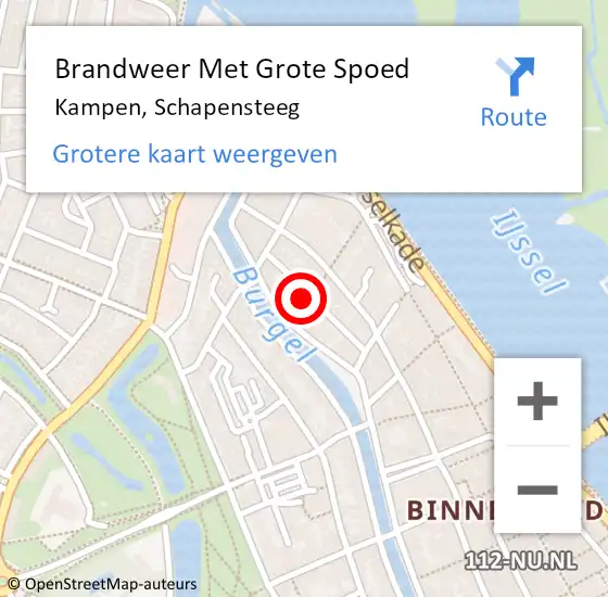 Locatie op kaart van de 112 melding: Brandweer Met Grote Spoed Naar Kampen, Schapensteeg op 23 maart 2015 20:50