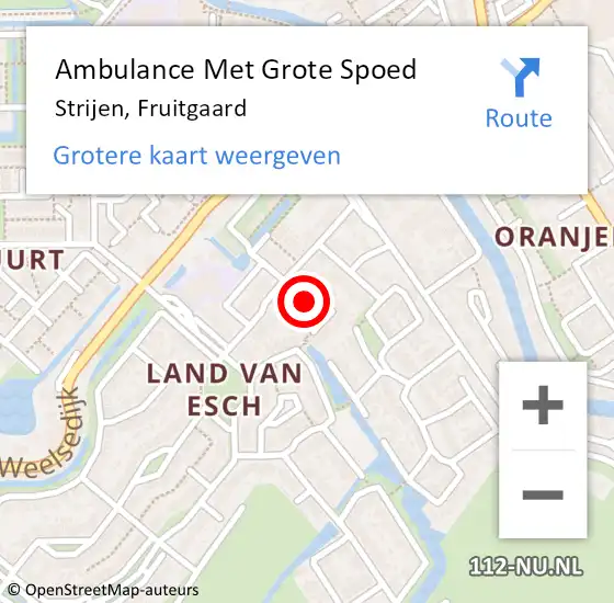 Locatie op kaart van de 112 melding: Ambulance Met Grote Spoed Naar Strijen, Fruitgaard op 23 maart 2015 21:32