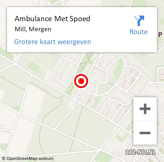 Locatie op kaart van de 112 melding: Ambulance Met Spoed Naar Mill, Mergen op 23 maart 2015 22:27