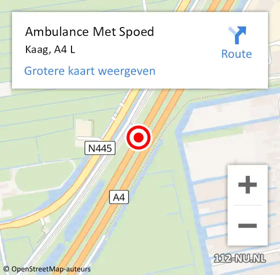 Locatie op kaart van de 112 melding: Ambulance Met Spoed Naar Kaag, A4 L op 23 maart 2015 23:35