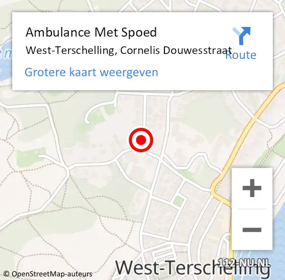 Locatie op kaart van de 112 melding: Ambulance Met Spoed Naar West-Terschelling, Cornelis Douwesstraat op 24 maart 2015 00:57