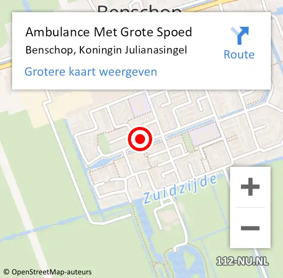 Locatie op kaart van de 112 melding: Ambulance Met Grote Spoed Naar Benschop, Koningin Julianasingel op 24 maart 2015 02:54