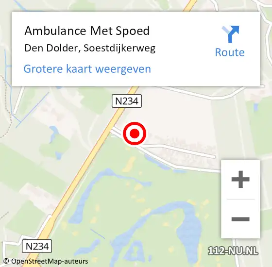 Locatie op kaart van de 112 melding: Ambulance Met Spoed Naar Den Dolder, Soestdijkerweg op 24 maart 2015 08:06