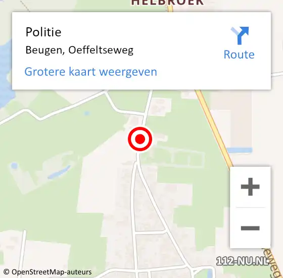 Locatie op kaart van de 112 melding: Politie Beugen, Oeffeltseweg op 24 maart 2015 08:44