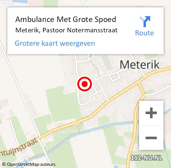 Locatie op kaart van de 112 melding: Ambulance Met Grote Spoed Naar Meterik, Pastoor Notermansstraat op 24 maart 2015 09:13