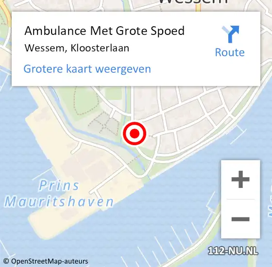 Locatie op kaart van de 112 melding: Ambulance Met Grote Spoed Naar Wessem, Kloosterlaan op 24 maart 2015 09:26