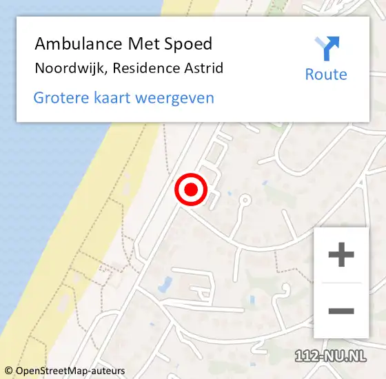 Locatie op kaart van de 112 melding: Ambulance Met Spoed Naar Noordwijk, Residence Astrid op 24 maart 2015 09:43