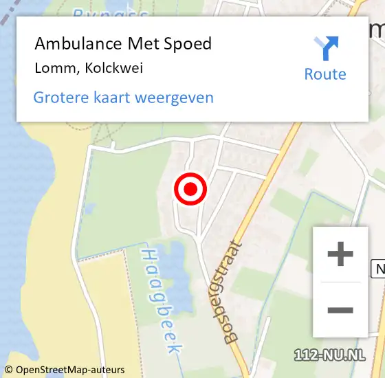 Locatie op kaart van de 112 melding: Ambulance Met Spoed Naar Lomm, Kolckwei op 24 maart 2015 09:47