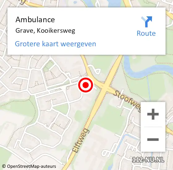 Locatie op kaart van de 112 melding: Ambulance Grave, Kooikersweg op 24 maart 2015 10:17