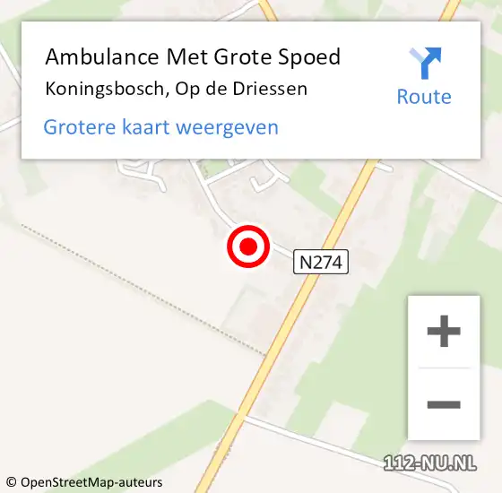 Locatie op kaart van de 112 melding: Ambulance Met Grote Spoed Naar Koningsbosch, Op de Driessen op 24 maart 2015 11:01