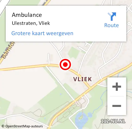 Locatie op kaart van de 112 melding: Ambulance Ulestraten, Vliek op 24 maart 2015 11:13