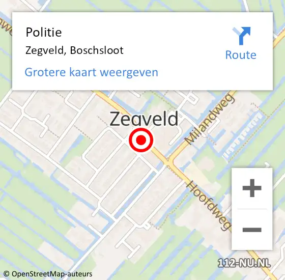 Locatie op kaart van de 112 melding: Politie Zegveld, Boschsloot op 24 maart 2015 11:26