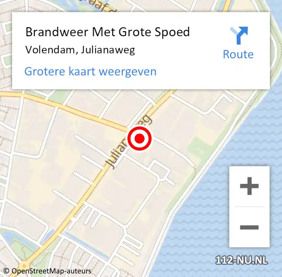 Locatie op kaart van de 112 melding: Brandweer Met Grote Spoed Naar Volendam, Julianaweg op 24 maart 2015 11:29