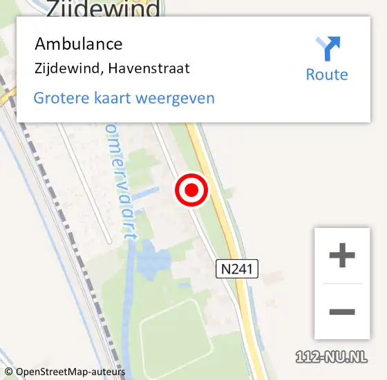 Locatie op kaart van de 112 melding: Ambulance Zijdewind, Havenstraat op 24 maart 2015 12:02