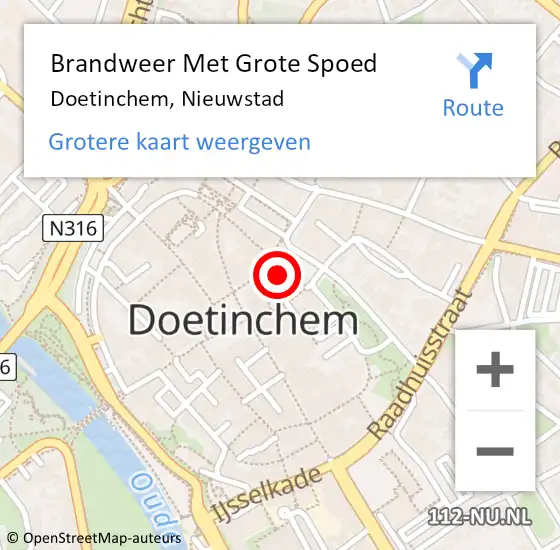 Locatie op kaart van de 112 melding: Brandweer Met Grote Spoed Naar Doetinchem, Nieuwstad op 24 maart 2015 12:57
