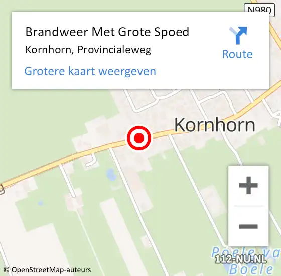 Locatie op kaart van de 112 melding: Brandweer Met Grote Spoed Naar Kornhorn, Provincialeweg op 24 maart 2015 13:58