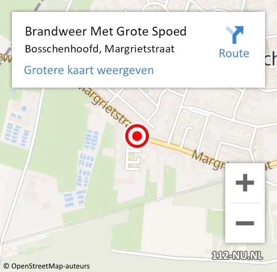 Locatie op kaart van de 112 melding: Brandweer Met Grote Spoed Naar Bosschenhoofd, Margrietstraat op 24 maart 2015 14:23