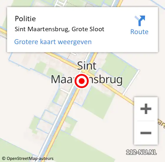 Locatie op kaart van de 112 melding: Politie Sint Maartensbrug, Grote Sloot op 24 maart 2015 14:27
