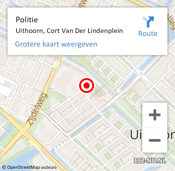 Locatie op kaart van de 112 melding: Politie Uithoorn, Cort Van Der Lindenplein op 24 maart 2015 14:46