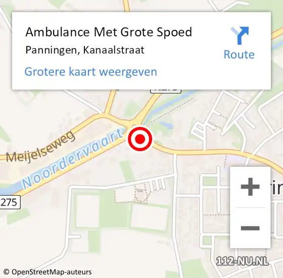 Locatie op kaart van de 112 melding: Ambulance Met Grote Spoed Naar Panningen, Kanaalstraat op 24 maart 2015 14:50