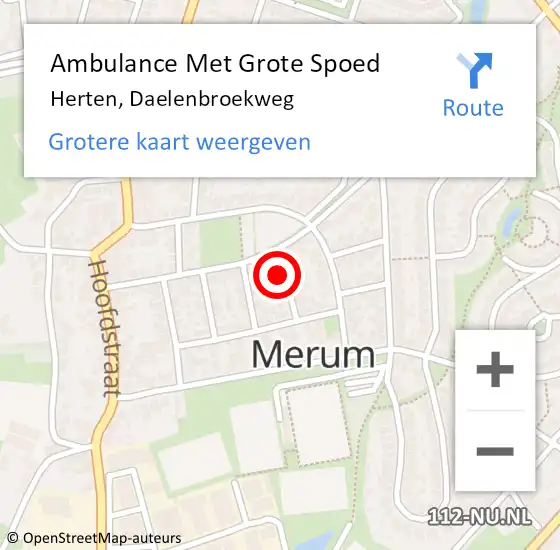 Locatie op kaart van de 112 melding: Ambulance Met Grote Spoed Naar Herten, Daelenbroekweg op 24 maart 2015 15:39