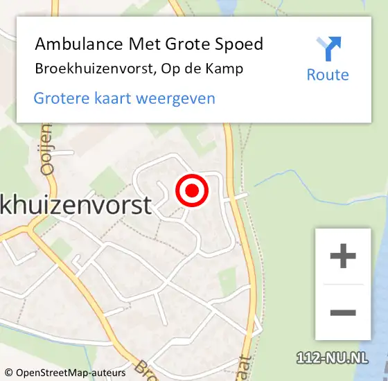 Locatie op kaart van de 112 melding: Ambulance Met Grote Spoed Naar Broekhuizenvorst, Op de Kamp op 24 maart 2015 18:01