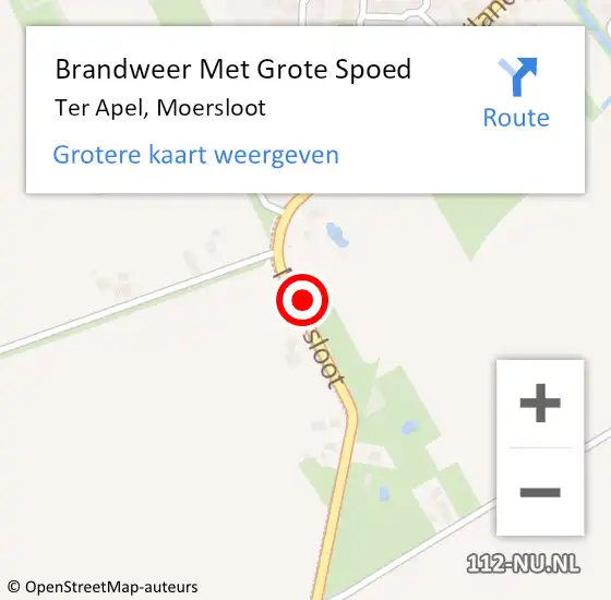 Locatie op kaart van de 112 melding: Brandweer Met Grote Spoed Naar Ter Apel, Moersloot op 24 maart 2015 18:02