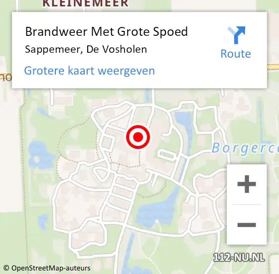 Locatie op kaart van de 112 melding: Brandweer Met Grote Spoed Naar Sappemeer, De Vosholen op 24 maart 2015 18:45