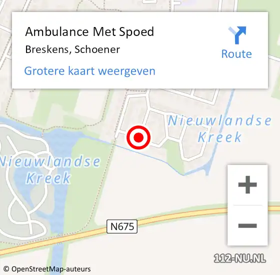 Locatie op kaart van de 112 melding: Ambulance Met Spoed Naar Breskens, Schoener op 24 maart 2015 18:56