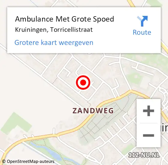 Locatie op kaart van de 112 melding: Ambulance Met Grote Spoed Naar Kruiningen, Torricellistraat op 24 maart 2015 19:00