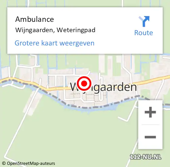 Locatie op kaart van de 112 melding: Ambulance Wijngaarden, Weteringpad op 24 maart 2015 19:01