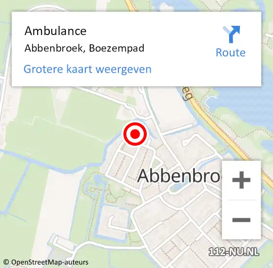 Locatie op kaart van de 112 melding: Ambulance Abbenbroek, Boezempad op 24 maart 2015 19:11