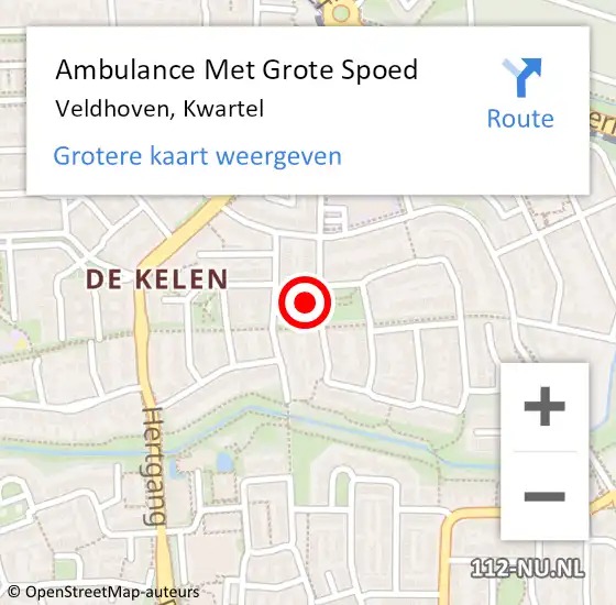 Locatie op kaart van de 112 melding: Ambulance Met Grote Spoed Naar Veldhoven, Kwartel op 24 maart 2015 19:47